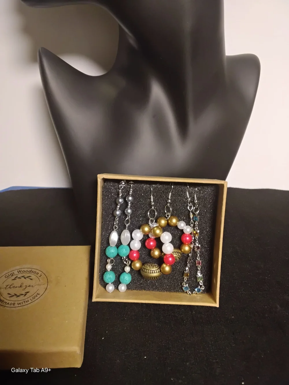 Gigi Woodson Beaded Multi-Color Earrings Set - Gold, Red, Turquoise